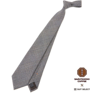 【SL】ウールチェックネクタイ 8.5cm幅/グレー/SARUTAHIKO COFFEE