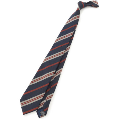 【BLACK LINE】コットンシルクストライプネクタイ 7.5cm幅/ネイビー×ワイン/ITALIAN FABRICS