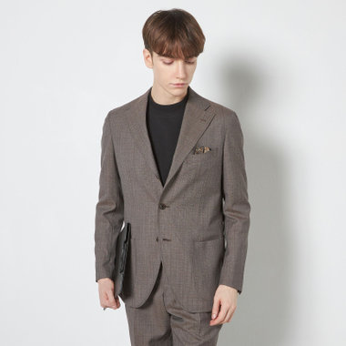 【CLASSICO TAPERED】【春夏】3釦段返りシングルスーツ 2タック/ブラウン/パッチポケット/ウエストムーブ/MARZOTTO/※裾上げ必要