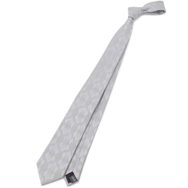 【BLACK LINE】シルクブレンドチェックネクタイ 7.5cm幅/シルバー