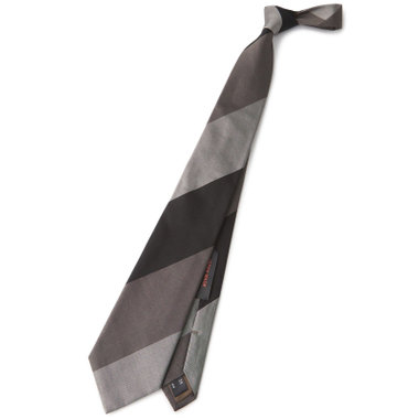 【SILVER LINE】コットンシルクストライプネクタイ 8.5cm幅/グレー×ブラック/JAPAN MADE