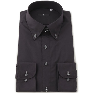【WEB限定/OUTLET/汚れ・キズ等有】【BLACK LINE】【形態安定】ボタンダウンドレスワイシャツ/ブラック×ドビーツイル