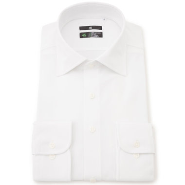 【発送在庫あり】【BLACK LINE】ワイドカラーワイシャツ/ホワイト/「4S」スーパーノンアイロン・ストレッチ/Oil guard