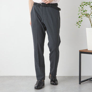 【SLIM TAPERED】【春夏】0タックテーパードパンツ/グレー×バーズアイ/「FREEZETECH 氷撃」冷感PRINT/4S SUSTAINABILITY&ECOLOGY FABRIC「ウォッシャブル」「ストレッチ」/※裾上げ済み仕様