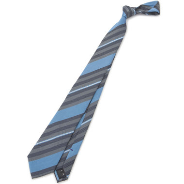 【BLACK LINE】シルクストライプネクタイ 7.5cm幅/ブルー×グレー