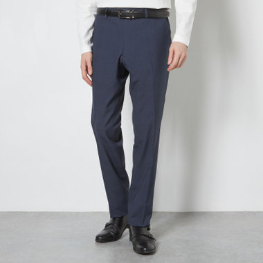 【SLIM TAPERED】【春夏】0タックテーパードパンツ/ネイビー×グレンチェック/ウエストシャーリング/4S SUSTAINABILITY&ECOLOGY FABRIC「ウォッシャブル」「ストレッチ」/※裾上げ済仕様