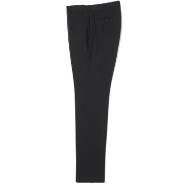【SLIM TAPERED】【春夏】0タックテーパードパンツ/ブラック×スラブ/ウエストムーブ/4S SUSTAINABILITY&ECOLOGY FABRIC「ウォッシャブル」「ストレッチ」/※裾直し必要