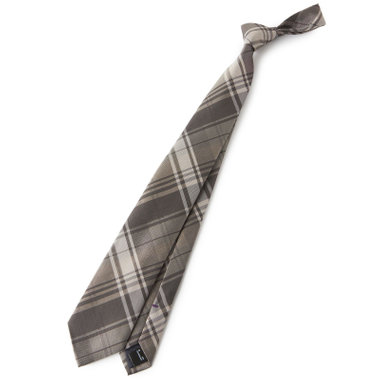 【BLACK LINE】シルクブレンドチェックネクタイ 7.5cm幅/ベージュ