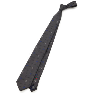 【BLACK LINE】シルクブレンド小紋ネクタイ 7.5cm幅/グレー