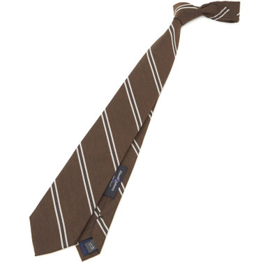 【SILVER LINE】シルクウールストライプネクタイ 8.5cm幅/ブラウン/Finest fabrics by COMO ITALY