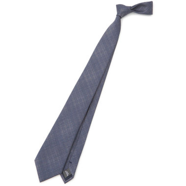 【BLACK LINE】シルクブレンドチェックネクタイ 7.5cm幅/グレー