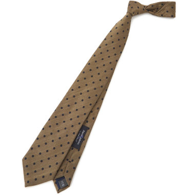 【SILVER LINE】シルクウールドットネクタイ 8.5cm幅/ゴールド/Finest fabrics by COMO ITALY