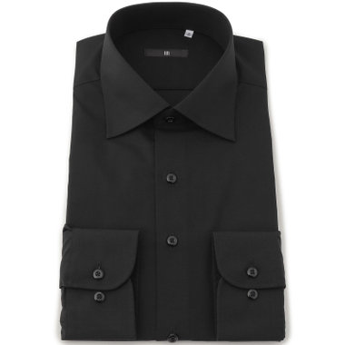 【BLACK LINE】【形態安定】ワイドカラードレスワイシャツ/ブラック