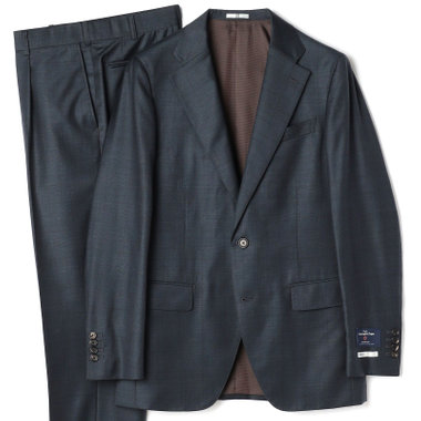 【先行予約】【CLASSICO TAPERED】【秋冬】2釦シングルスーツ 1タック/ダークグリーン×メランジ調グレンチェック柄/ウエストムーブ/Ermenegildo Zegna Traveller/※裾上げ必要