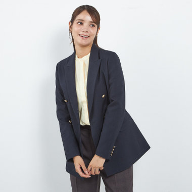 【SILVER LINE】【秋冬】6釦2掛けダブルブレザー/4S SUSTAINABILITY&ECOLOGY FABRIC/ネイビー×メタル釦