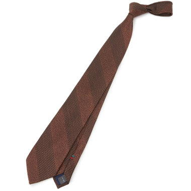 【SILVER LINE】シルクストライプネクタイ 8.0cm幅/ブラウン