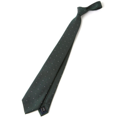  【BLACK LINE】シルクブレンド小紋ネクタイ 7.5cm幅/グリーン