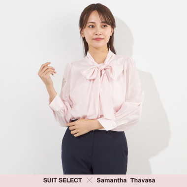 【SUIT SELECT×Samantha Thavasa】【長袖】リボンブラウス/ピンク