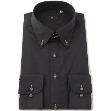 【BLACK LINE】【形態安定】ボタンダウンドレスワイシャツ/ブラック×ドビーツイル