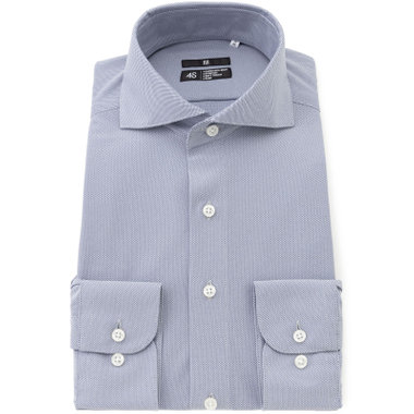 【発送在庫あり】【BL】ホリゾンタルワイドカラーワイシャツ/ブルー/「4S」スーパーノンアイロン・ストレッチ