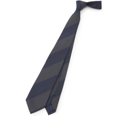 【BLACK LINE】コットンシルクストライプネクタイ 7.5cm幅/ネイビー×グレー/ITALIAN FABRICS