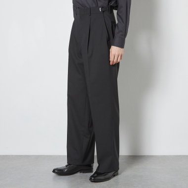【WIDE PANTS SUIT】【春夏】1タックワイドシルエットパンツ/ブラック×ソリッド/※裾上げ必要