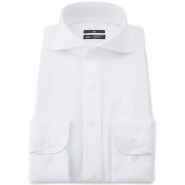 【発送在庫あり】【WEB限定】【BLACK LINE】ワイドカラーワイシャツ/ホワイト/「4S」スーパーノンアイロン・ストレッチ