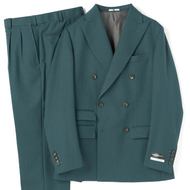 【CLASSICO TAPERED】【春夏】6釦2掛けダブルスーツ 2タック/グリーン/NEW ZEALAND WOOL MIX/裾直し必要