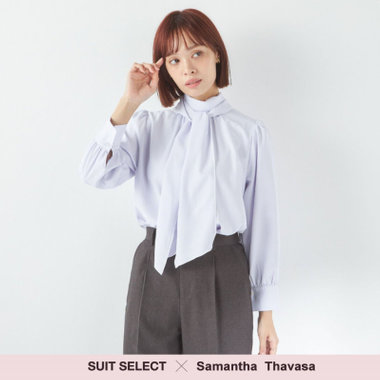 SUIT SELECT×Samantha Thavasa】【長袖】前後2WAYボウタイブラウス