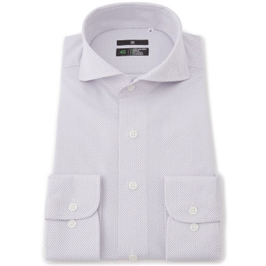 【BLACK LINE】ホリゾンタルワイドカラーワイシャツ/パープル×ドビーツイル/「4S」スーパーノンアイロン・ストレッチ/Oil guard