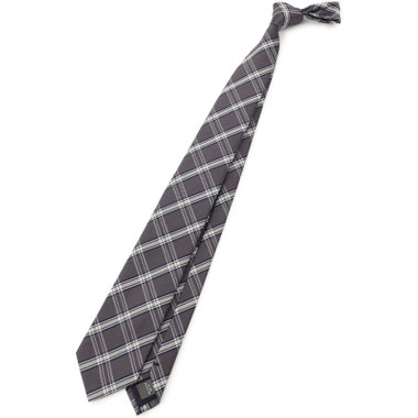 【BLACK LINE】シルクブレンドチェックネクタイ 7.5cm幅/グレー