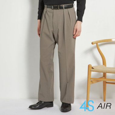 【RBC】【春夏】2タックパンツ/グレージュ×サッカー/サイド尾錠/4S AIR/※裾上げ必要