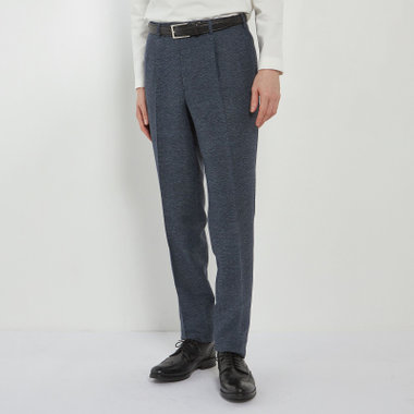 【5DAYS CLOSET】【RBC】【春夏】1タックテーパードパンツ/ネイビー×レノクロス/ウエストムーブ仕様/4S SUSTAINABILITY&ECOLOGY FABRIC/※裾上げ必要