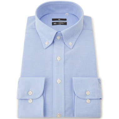 【BLACK LINE】ボタンダウンワイシャツ/ブルー×ドビー/「4S」スーパーノンアイロン・ストレッチ
