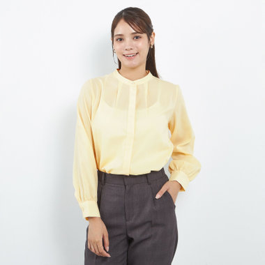 【SL/長袖】バンドカラー比翼仕様/イエロー/「ストレッチ」「通気性」「吸水・速乾」