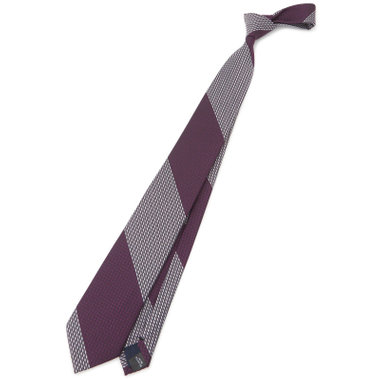 【BLACK LINE】シルクブレンドストライプネクタイ 7.5cm幅/パープル×グレー