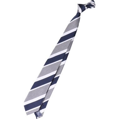 【BLACK LINE】ポリエステルストライプネクタイ 7.5cm幅/グレー×ネイビー×ホワイト/ウォッシャブル