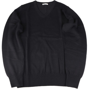 Ermenegildo Zegna ゼニア 綿100% Vネックニット ネイビー