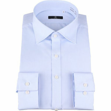 【SKINNY】【形態安定】ワイドカラードレスワイシャツ/ブルー×ソリッド