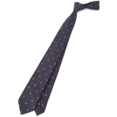 【BL】シルクウール小紋ネクタイ 7.5cm幅/ネイビー/ITALIAN FABRICS