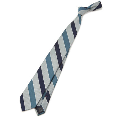 【SILVER LINE】シルクブレンドストライプネクタイ 8.0cm幅/ネイビー×グリーン