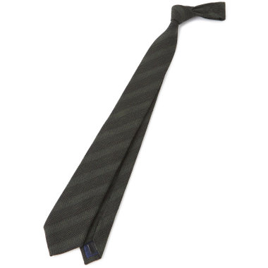 【BL】ウールシルクストライプネクタイ 7.5cm幅/グリーン