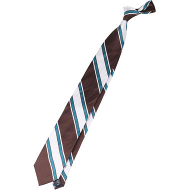 【SILVER LINE】シルクリネンコットンストライプネクタイ 8.5cm幅/ブラウン×ホワイト×ブルーグリーン