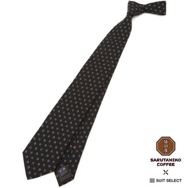 【SILVER LINE】シルク小紋ネクタイ 8.5cm幅/ブラック/SARUTAHIKO COFFEE