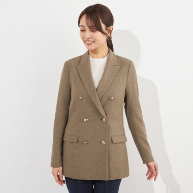 【SILVER LINE】【春夏】6釦2掛けダブルブレザー/4S SUSTAINABILITY&ECOLOGY FABRIC/ブラウン×メタル釦