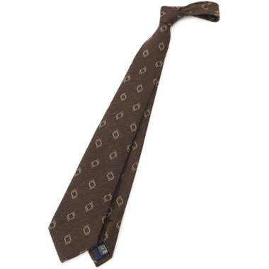 【発送在庫あり】【SL】コットンウールシルク小紋ネクタイ 8.5cm幅/ブラウン/ITALIAN FABRICS