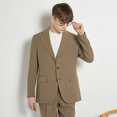 【RBC】【春夏】3釦段返りシングルスーツ 2タック/ブラウン/ドローコード&ウエストシャーリング/※パンツ裾上げ済仕様