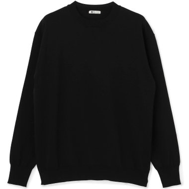 【RBC】コットンブレンドクルーネックニット/ブラック/マシンウォッシャブル/「UVカット」「接触冷感」