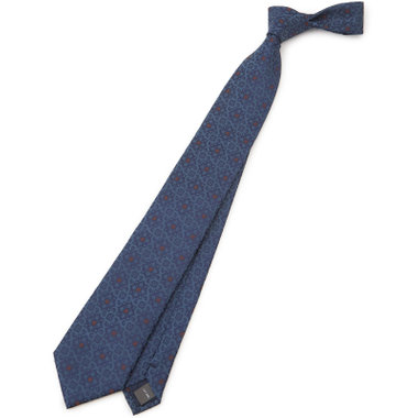 【SILVER LINE】シルク小紋ネクタイ 8.0cm幅/ネイビー