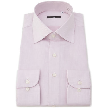 【BLACK LINE】【形態安定】ワイドカラードレスワイシャツ/ピンク×ドビー